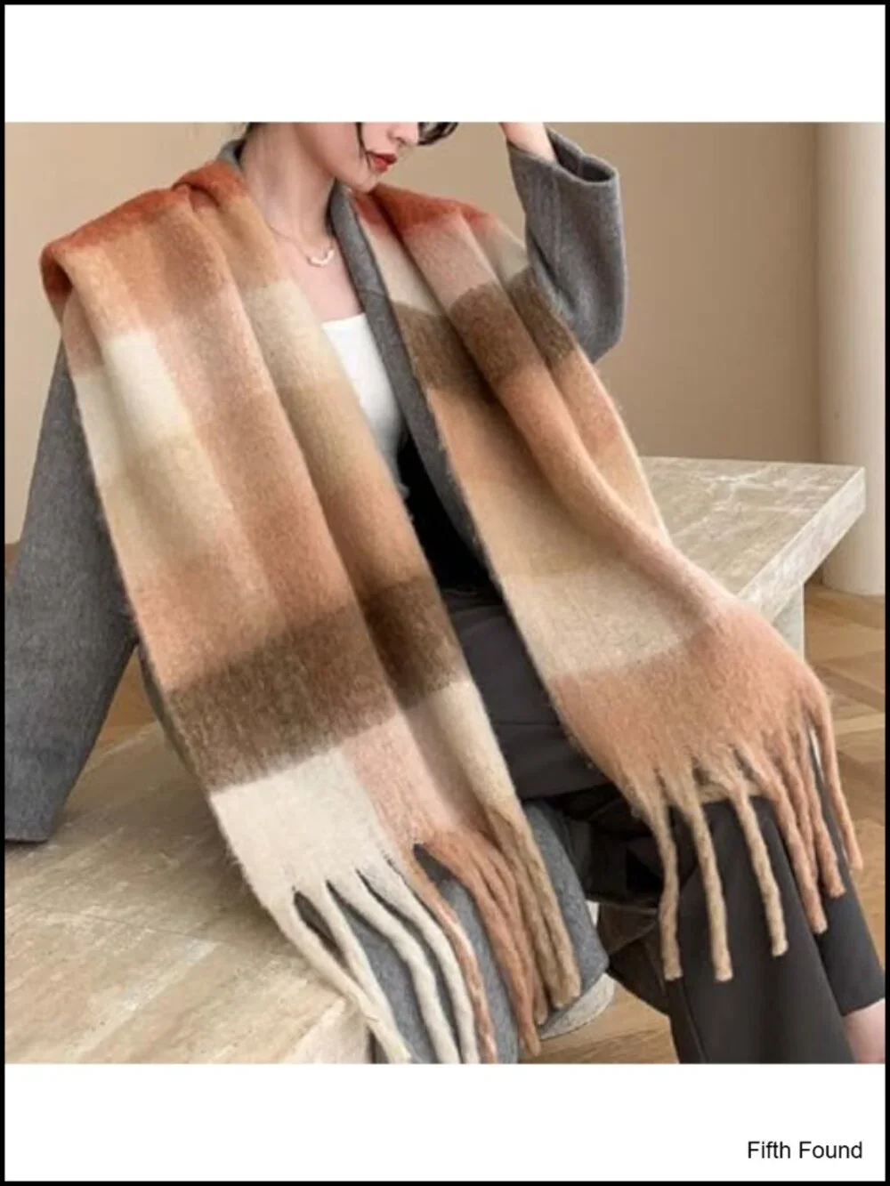 Warm Winter Scarf Long Shawl Thick Blanket Wrap Plaid